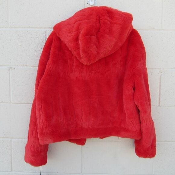 UGG MANDY FAUX FUR HOODIE COAT IN BLAZE - Picture 4 of 9